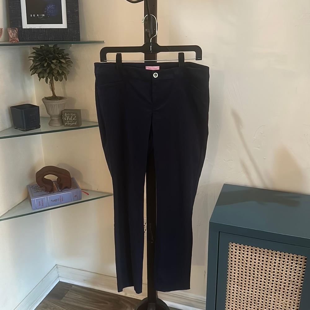 Lilly Pulitzer Kelly Textured Navy Ankle Pants Size 8